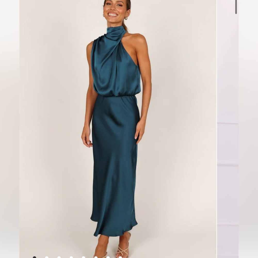 Petal + Pup Anabelle Halter Neck Midi Dress - Teal